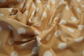 Bawełna - jasnobeżowe tło, białe kropki 2,3 cm