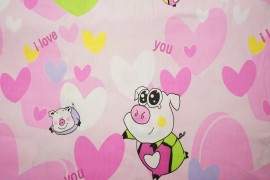 Bawełna - świnki na różowym tle