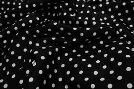 Bawełna - czarne tło, białe kropki 7 mm