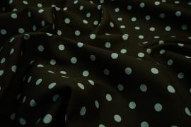 Bawełna - ciemnobrązowe tło, miętowe kropki 1 cm