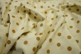 Bawełna - jasnokremowe tło, oliwkowe kropki 1 cm