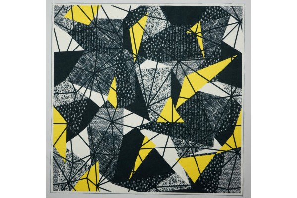 Panel poduszkowy - geometryczny wzór, szaro-żółty