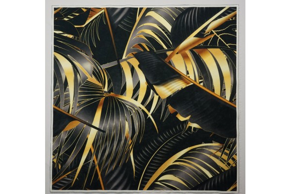 Panel poduszkowy - czarno-złote liście