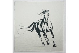 Panel poduszkowy - czarny koń na szarym tle