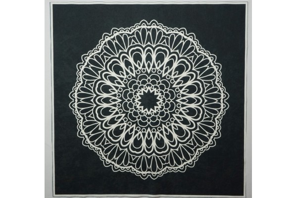 Panel poduszkowy - biała rozeta, czarne tło