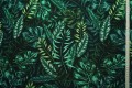 Tkanina ogrodowa wodoodporna - liście na czarnym tle