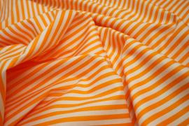 Bawełna - pomarańczowo-białe paski 5 mm