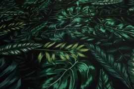 Filc drukowany - ciemnozielone liście