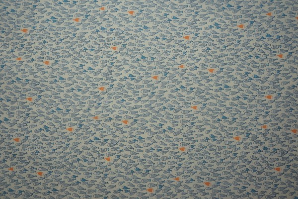 Bawełna drukowana w niebieskie rybki
