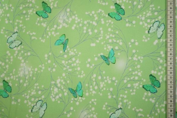 Dzianina - zielone motyle