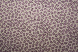 Tkanina wiskozowa - fioletowe krople na jasnym tle