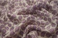 Tkanina wiskozowa - fioletowe krople na jasnym tle