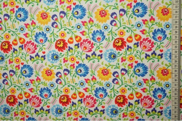 Tkanina regionalna – kolorowe kwiaty