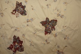Bawełna haftowana - beżowa z kwiatkami