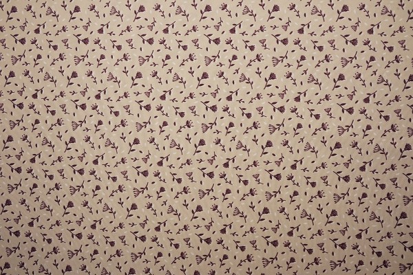 Tkanina sukienkowa - brązowe kwiatki na beżowym tle