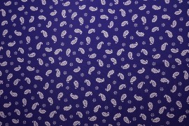 Tkanina sukienkowa - paisley, jasnogranatowe tło