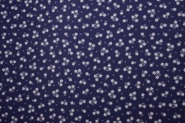 Tkanina sukienkowa - drobne kwiatki na granatowym tle