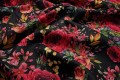 Tkanina zasłonowa - róże na czarnym