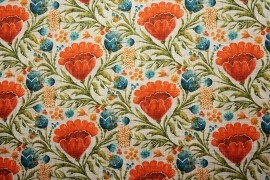 Tkanina zasłonowa - pomarańczowe kwiaty