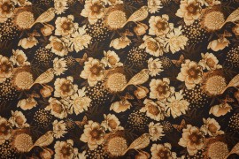 Tkanina zasłonowa - złoto-brązowe kwiaty