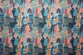 Tkanina świąteczna - kolorowe choinki