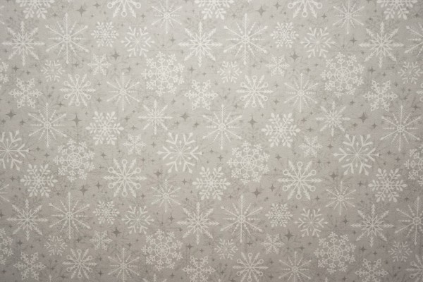 Tkanina świąteczna - białe śnieżynki na szarym tle