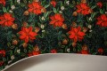 Filc drukowany - czerwone kwiaty betlejemskie