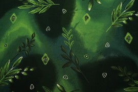 Tkanina sukienkowa - zielone gałązki