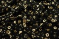 Tkanina sukienkowa - beżowe kwiaty, czarne tło