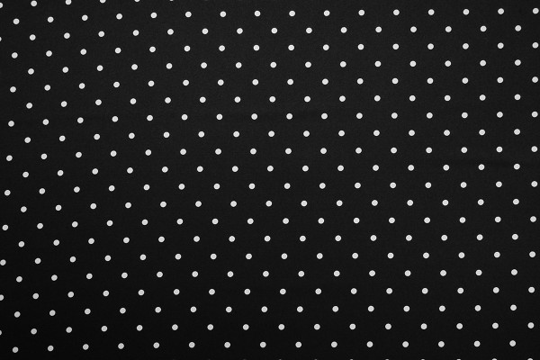 Tkanina sukienkowa - białe kropki na czarnym tle