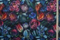 Tkanina ogrodowa wodoodporna – turkusowo-bordowe kwiaty
