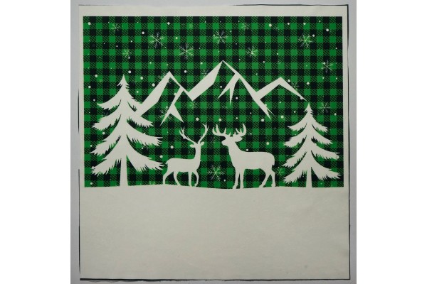 Panel poduszkowy - jelenie na zielonej kratce