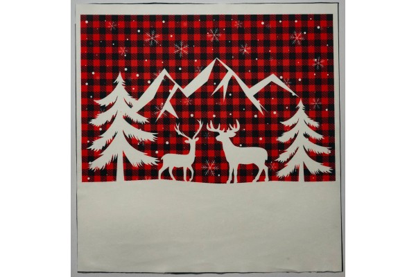 Panel poduszkowy - góry i jelenie na kratce
