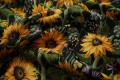 Tkanina ogrodowa wodoodporna – słoneczniki na czarnym tle