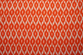 Tkanina wiskozowa w biało-pomarańczowy wzór