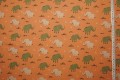 Bawełna perkal - kolorowe słonie na pomarańczowym tle