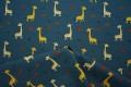 Bawełna perkal - żyrafy na niebieskim tle