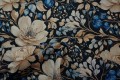 Tkanina ogrodowa wodoodporna - kwiaty na granatowym tle