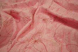Bawełna haftowana w kolorze różowym