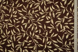 Tkanina sukienkowa - liście na brązowym tle