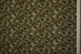 Tkanina sukienkowa - orzeszki na zielonym tle