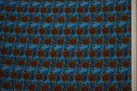 Tkanina sukienkowa - kwiatki na turkusowym tle