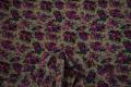 Tkanina sukienkowa - amarantowe kwiaty, beżowe tło