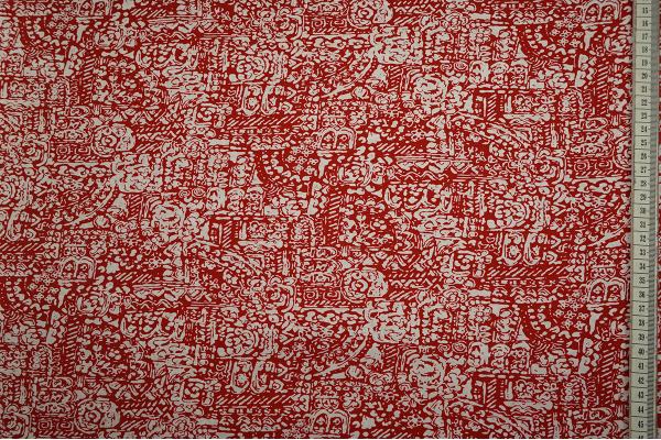 Bawełna popelina w czerwone wzory