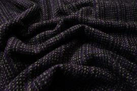 Tkanina wełniana z poliestrem w kolorze fioletowym, grafitowym i czarnym
