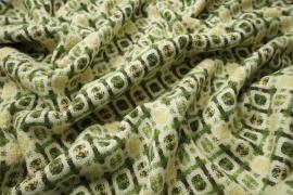 Tkanina wełniana w zielono-żółty wzór