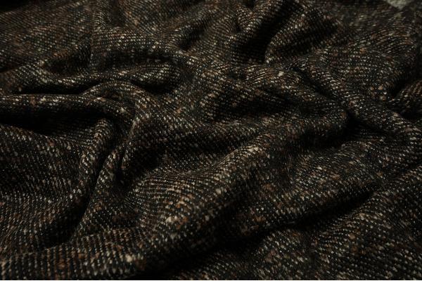 Tkanina wełniana w kolorze ciemnobrązowego melanżu