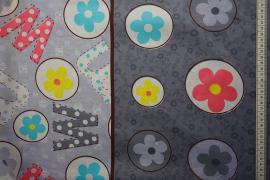 Tkanina dekoracyjna - kwiatki i litery