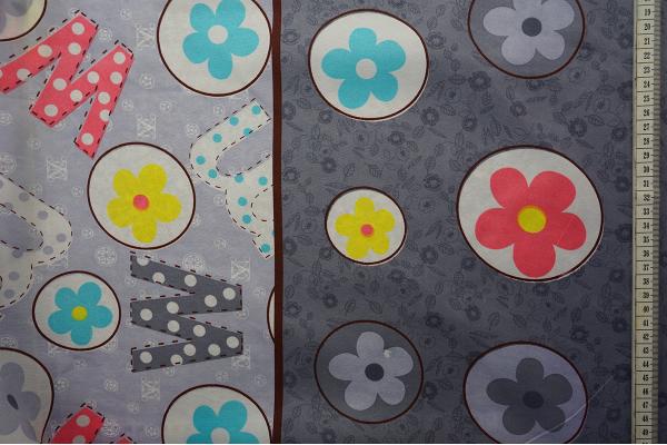 Tkanina dekoracyjna - kwiatki i litery