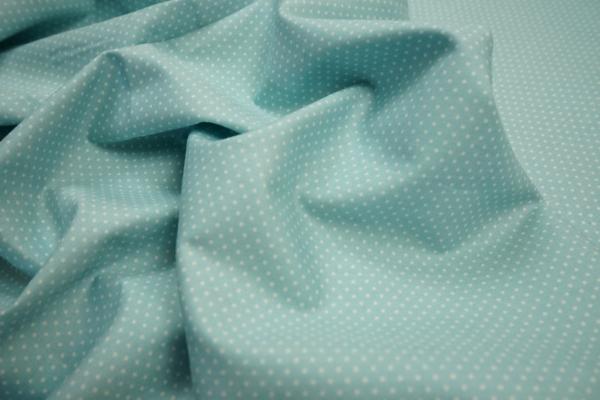 Bawełna - tło w odcieniu niebieskiego, białe kropki 2 mm